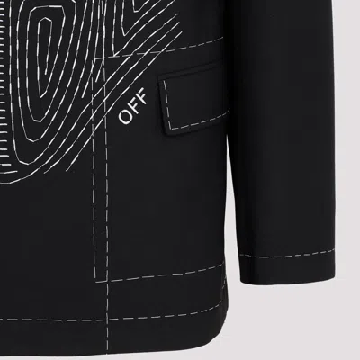 Off-white Black Stretch Polyester Blend Blazer In Black