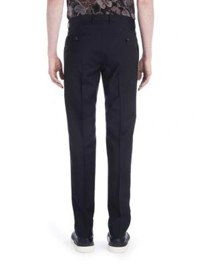 Shop Valentino Piped Cotton Pants In Navy