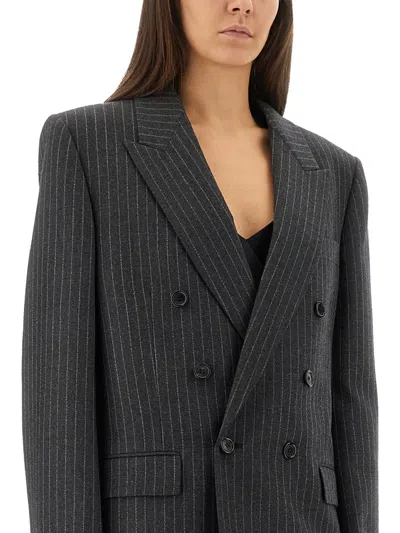Saint Laurent Cassandre Double-breasted Jacket In Black