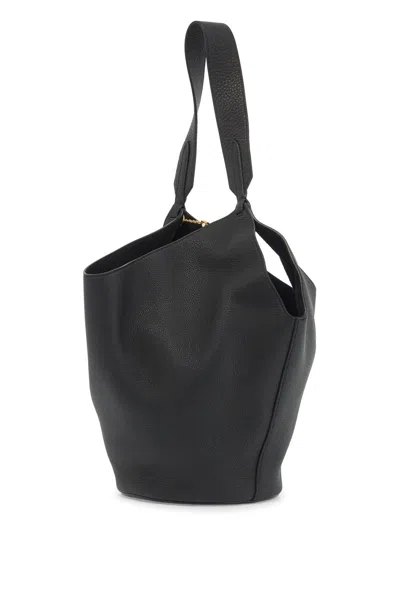 Khaite Lotus Small Textured-leather Tote In Black