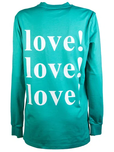 Msgm Green Cotton T-shirt In Blue