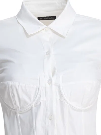 Balenciaga Long-sleeved Corseted Shirt In White