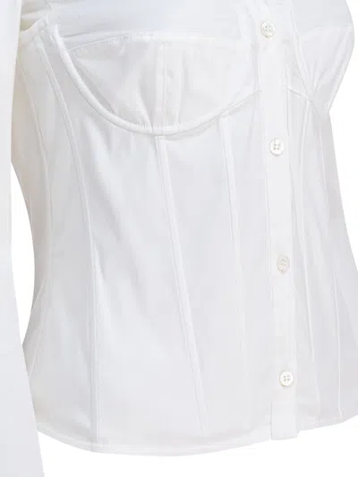 Balenciaga Long-sleeved Corseted Shirt In White