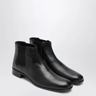 Prada Black Leather Ankle Boots In Black