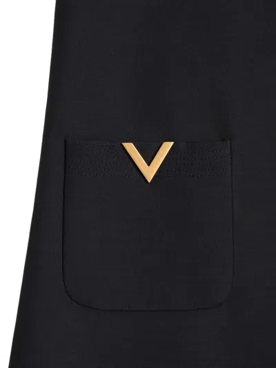 Valentino Silk And Wool Blend Short Sleeve Dress In Black