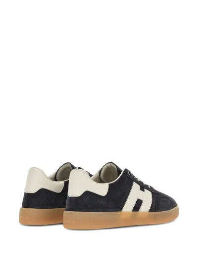 Hogan Navy Suede Leather H Sneakers In Black