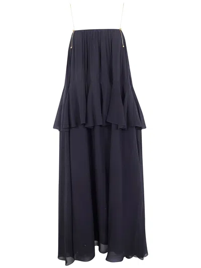 Chloé Long Sleeveless Dress In Silk Georgette In Black