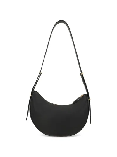 Prada Leather Shoulder Bag Curved Shape Strap In Black