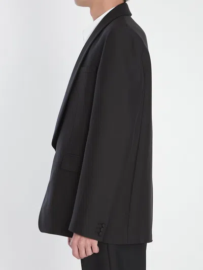 Loewe Tailored Wool Silk Jacket With Shawl Lapel In Black