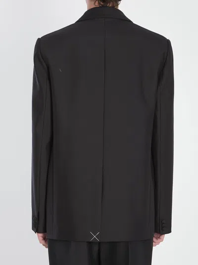 Loewe Tailored Wool Silk Jacket With Shawl Lapel In Black