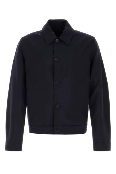 Prada Wool Blend Tailored Jacket Collared Design In Blue