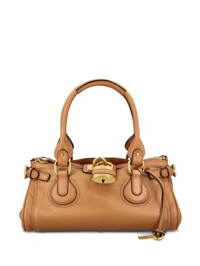 Chloé Paddington Brown Handbag With Two Top Handles And Padlock On The Front In Leather Woman In Brown