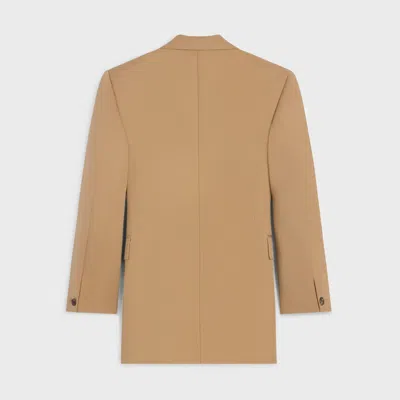 Celine Jacket Columns In Wool With Diagonal Pattern In Brown