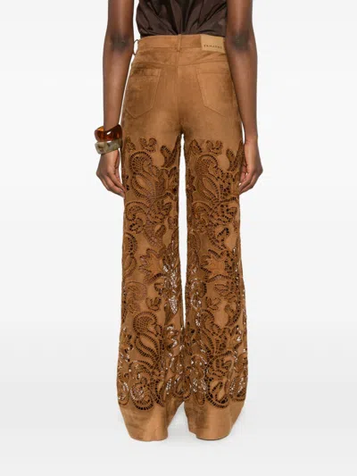 Ermanno Suede Leather Effect Trousers In Multi