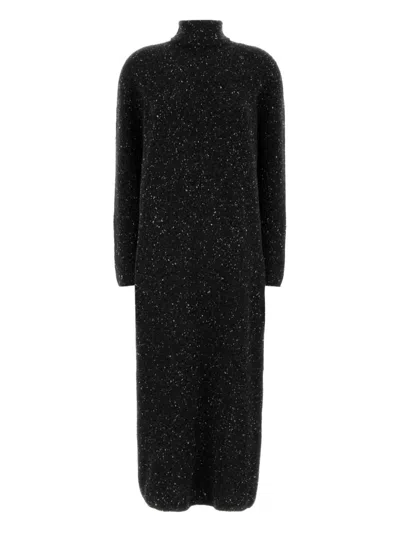 The Row Melange Charcoal Cashmere Melani Sweater Dress In Black