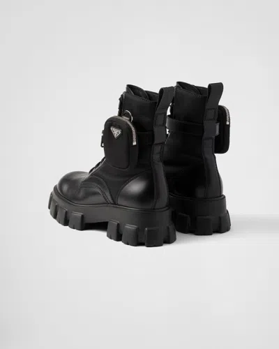 Prada Monolith Brushed Boots In Black