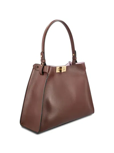 Fendi Brown Way Medium Shoulder Bag In Burgundy