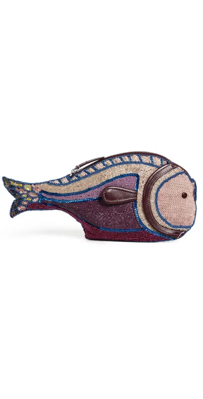 Staud Pesce Beaded Fish Clutch In Multi