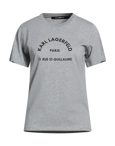Karl Lagerfeld Woman T-shirt Grey Size L Cotton In Gray