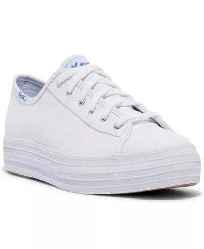 Keds Women Triple Kick Leather Sneakers In White In Multi