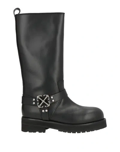 Off-white Woman Boot Black Size 8 Leather In Black
