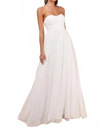 Lulus Blissful Forever White Tulle Lace Strapless Pleated Maxi Dress