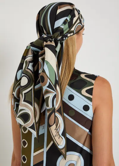Pucci Silk Scarf Triangle Shape Geometric Pattern In Multi