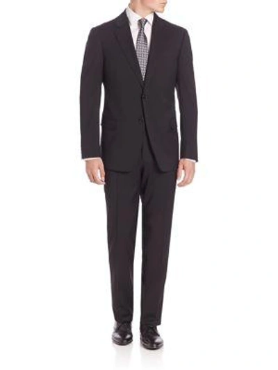 Shop Armani Collezioni Classic Solid Suit In Black