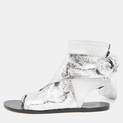 Isabel Marant Silver Leather Mosley Gladiator Flat Sandals In Multi