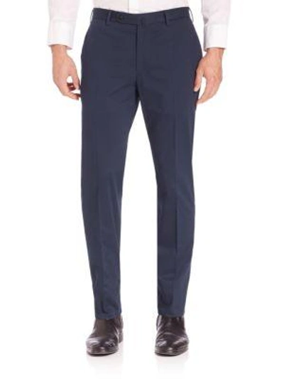 Shop Incotex Dressy Cotton Pants In Navy