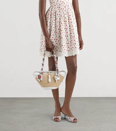 Dolce & Gabbana Borsa A Spalla Coffa Capri In Rafia Con Stampa Floreale Dolce E Gabbana In Multi