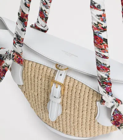 Dolce & Gabbana Borsa A Spalla Coffa Capri In Rafia Con Stampa Floreale Dolce E Gabbana In Multi