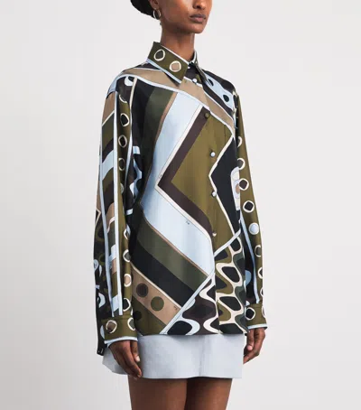 Pucci Silk Oversized Printed Shirt In Multi