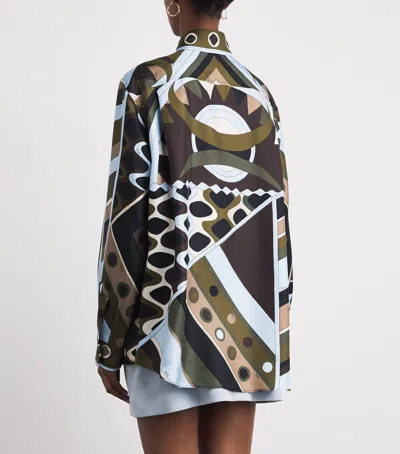 Pucci Silk Oversized Printed Shirt In Multi