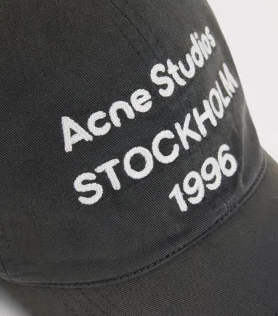 Acne Studios Cotton Logo Cap In Black