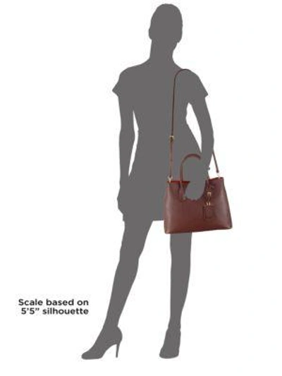 Shop Prada Saffiano Cuir Medium Double Bag In Black-pink
