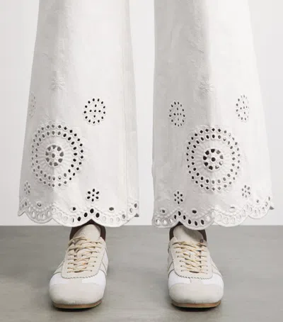 Frame The Eyelet Flare Embroidered Flared-leg Jeans In White