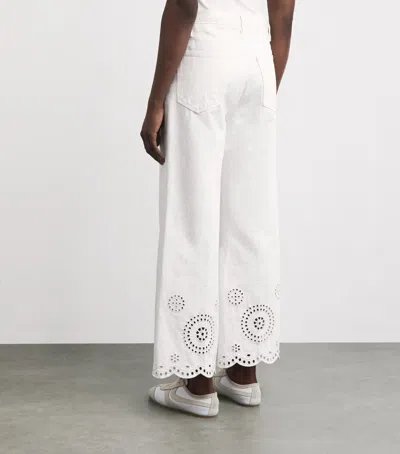 Frame The Eyelet Flare Embroidered Flared-leg Jeans In White