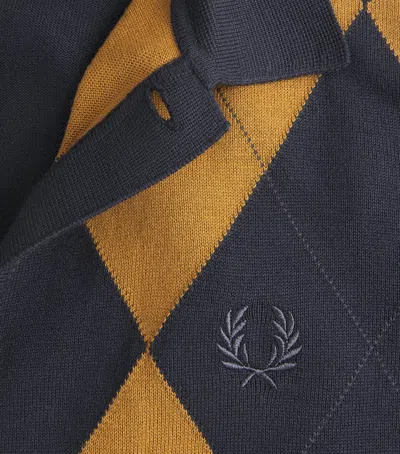 Fred Perry Argyle-pattern Button-up Sweater In Multi