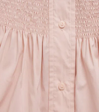 Skims Poplin Apparel Smocked Minidress In Pink