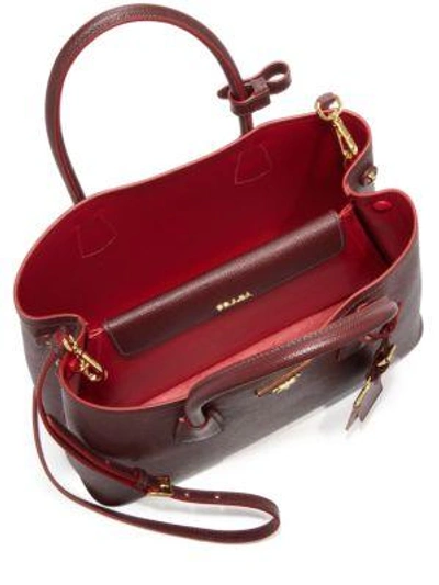 Shop Prada Saffiano Cuir Medium Double Bag In Black-red