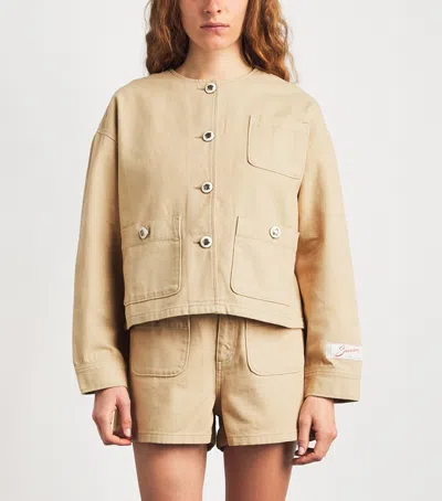 Sandro Paris Denim Jacket In Brown