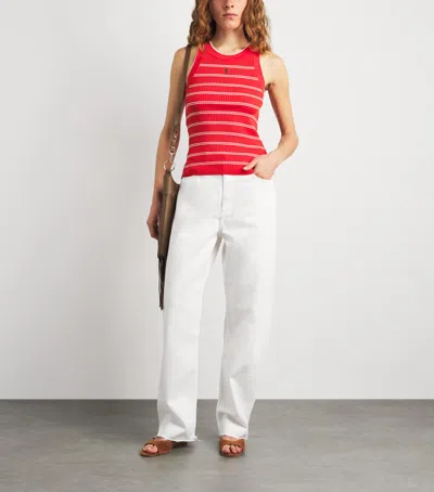 Sandro Striped-pattern Logo-plaque Tank Top In Red