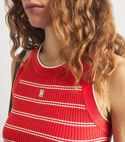 Sandro Striped-pattern Logo-plaque Tank Top In Red