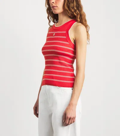 Sandro Striped-pattern Logo-plaque Tank Top In Red