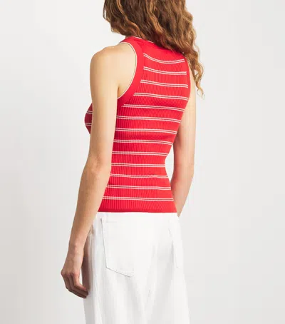 Sandro Striped-pattern Logo-plaque Tank Top In Red