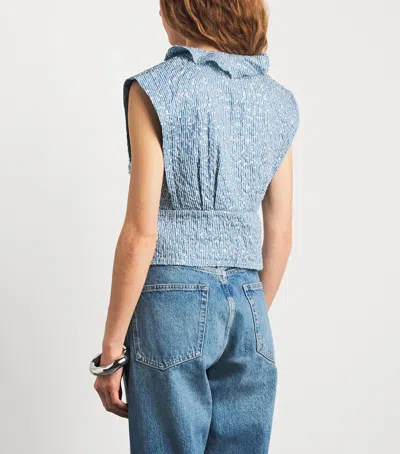 Sandro Paris Sequinned Stripe Top In Blue