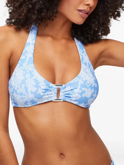 Heidi Klein 플라야 파라이소 홀터 넥 비키니 탑 In Blue