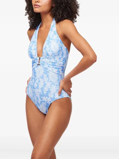 Heidi Klein 플라야 파라이소 홀터 넥 원피스 수영복 In Blue