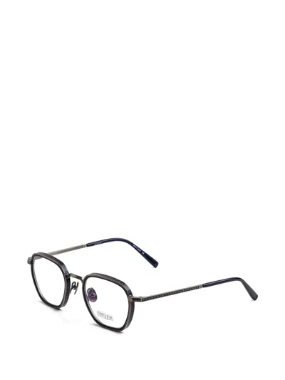 Matsuda Engraved Geometric-frame Glasses In Gray
